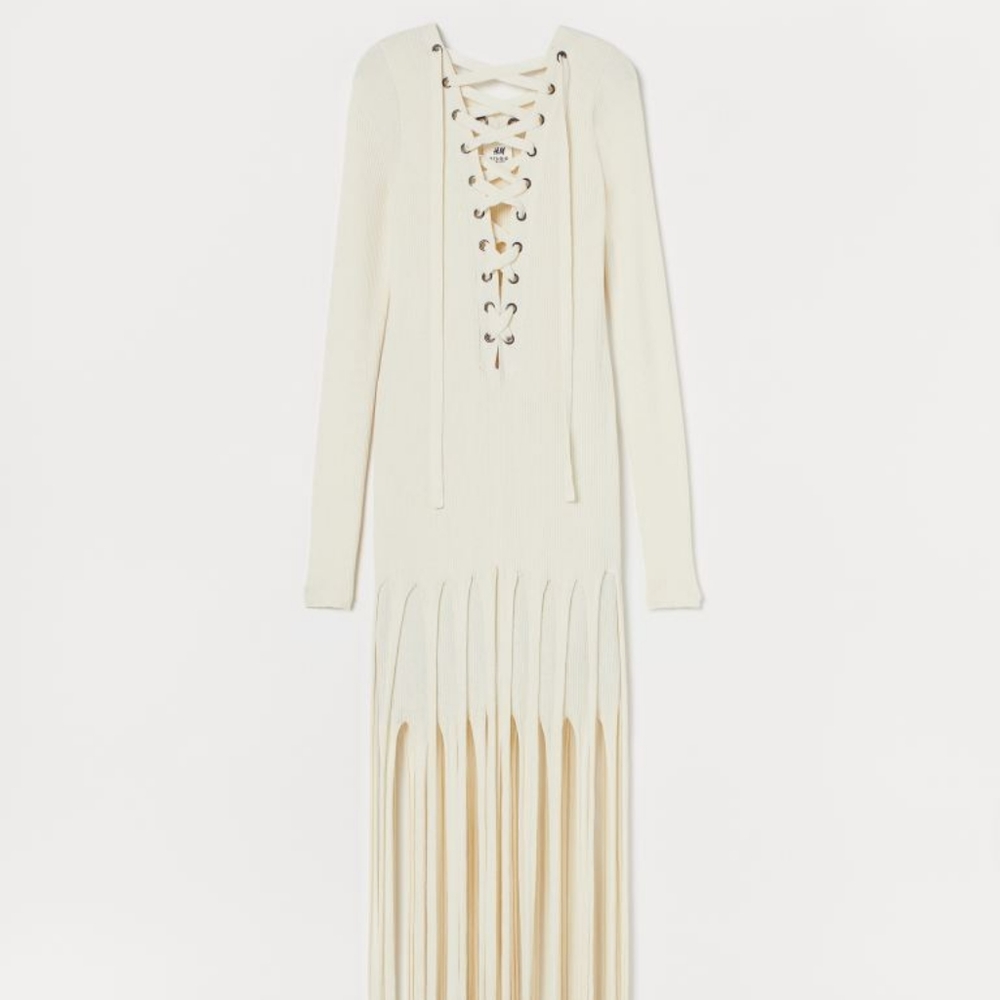 H&M Studio S/S21 Knit Fringe Fitted Dress